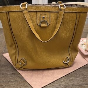 Mustard Yellow Leather Tote Bag